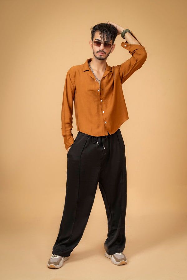 Rust Brown Button-Down Shirt